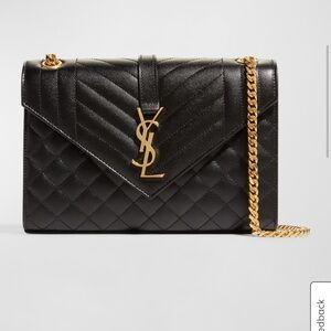 Envelope Triquilt Medium YSL Shoulder Bag in Grained Leather